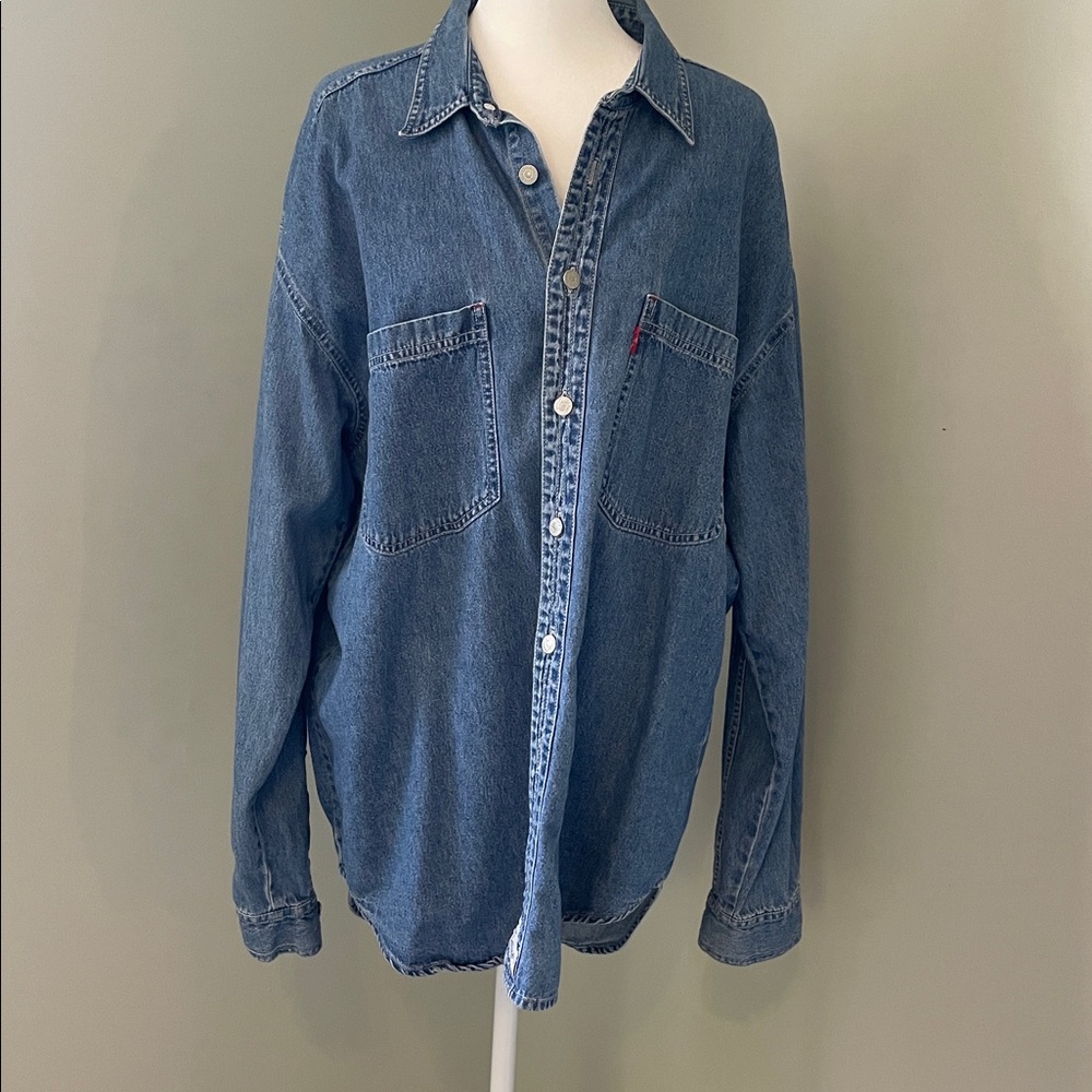 Levi's Medium Blue Denim Shirt with Red Logo Tab
